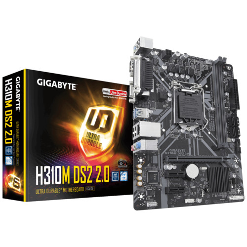 Материнская плата Gigabyte , Socket 1151, Intel®H310, 2xDDR4-2666, D-SUB, 1xPCI-Ex16, 2xPCI-Ex1, 4xSATA3, 8 Ch Audio, GLan, (4+2)xUSB2.0, (2+2)xUSB3.1, COM, LPT, 1xPS/2, mATX, RTL, H310M DS2 2.0 H310M DS2 2.0