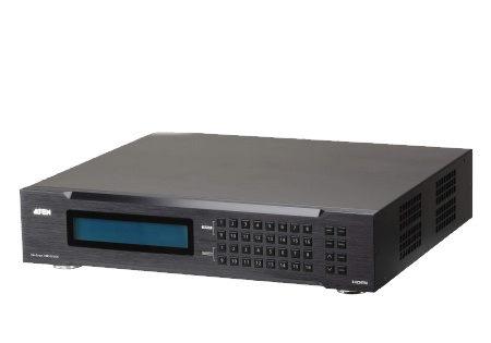 KVM-переключатель ATEN HDMI,16>16 мониторов/port, без шнуров, (передача сигнала до 15 м,;480p/720p/1080i/1080p-1920x1080/VGA/SVGA/SXGA/UXGA-1600x1200/WUXGA-1920x1200;интегрированный конвертер видеоразрешений/scaler) VM51616H-AT-G VM51616H-AT-G