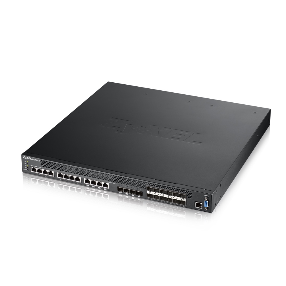 Коммутатор ZYXEL управляемый 10G Ethernet с 12 слотами  SFP+ и 12 разъемами RJ-45 из которых 4 совмещены со слотами S XS3700-24-ZZ0101F XS3700-24-ZZ0101F
