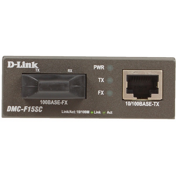 Медиаконвертер D-Link DMC-F15SC, 1000BASE-TX по витой паре в 100BASE-FX по одномодовому волокну (15 DMC-F15SC