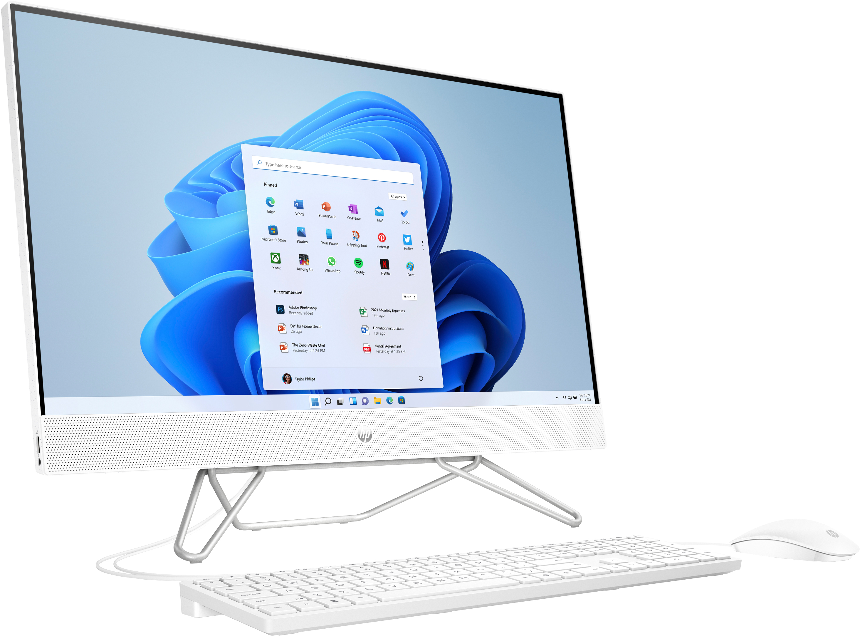 Моноблок HP 27-cb0009ur 27" Full HD Ryzen 3 5300U (2.6) 16Gb SSD512Gb RGr Windows 11 Home GbitEth WiFi BT 90W клавиатура мышь Cam белый 1920x1080 58J90EA 58J90EA