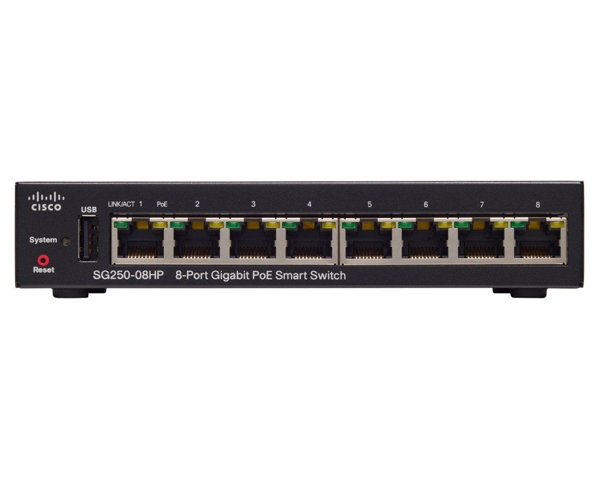 Коммутатор Cisco SG250-08 8-Port Gigabit Smart Switch SG250-08-K9-EU SG250-08-K9-EU