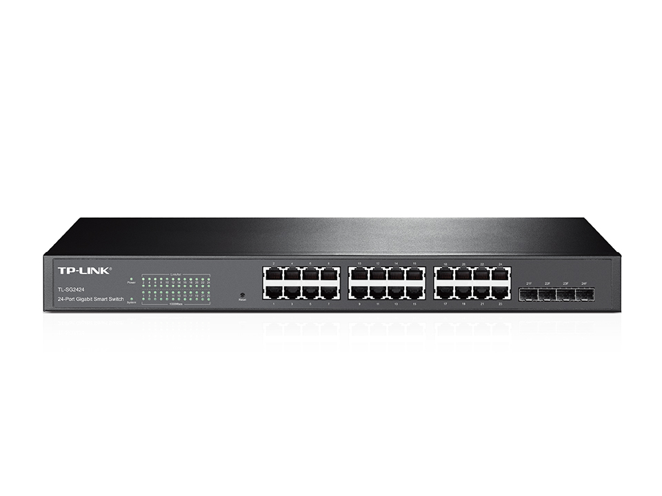 Коммутатор TP-Link Web-smart, 24*10/100/1000, 4 combo SFP-слота, VLAN на базе тэга TL-SG2424 TL-SG2424