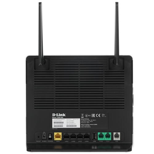 Маршрутизатор D-Link Wireless AC1200 4G LTE Router with 1 USIM/SIM Slot, 1 10/100/1000Base-TX WAN port, 4 10/100/1000Base-TX LAN ports, 2 FXS ports, 1 ADSL/VDSL port and 1 USB Port DWR-980/4HDA1E DWR-980/4HDA1E