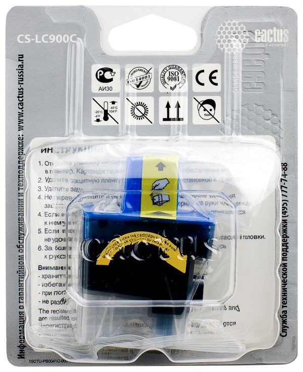 Картридж Cactus струйный CS-LC900С голубой для Brother DCP-110/115/120/MFC-210/215/FAX-1840 (16.6мл) CS-LC900C CS-LC900C