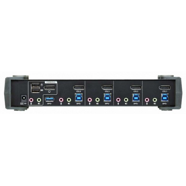 KVM-переключатель ATEN DP+KBD+MOUSE, 1> 4 блока/порта/port USB, c KVM-шнурами DP 4x1,5м,+USB 4х1,8 м,, (3840x2160 60Hz UHD/4096x2160 60Hz DCI;консоль упр, - USB;+ 2 порт, HUB USB 3,0;DisplayPort ver 1,2;5 лет гар+электростраховка) CS1924-AT-G CS1924-AT-G