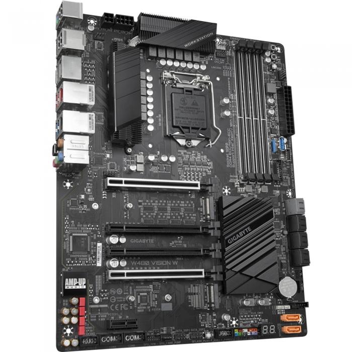 Материнская плата Gigabyte , Socket 1200, Intel®W480, 4xDDR4-2933, HDMI+DP+DP, 4xPCI-Ex16, 1xPCI-Ex1, 6xSATA3(RAID 0/1/5/10), 2xM.2, 8Ch Audio, 1xGLan, 1x2,5GLan, (4+2)xUSB2.0, (4+2)xUSB3.2, (0+1)xUSB3.2 Type-C™, 1xPS/2, ATX, RTL, W480 VISION W W480 VISION W
