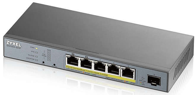 Коммутатор Zyxel GS1350-6HP L2 PoE + switch for GS1350-6HP IP cameras, 4xGE PoE +, 1xGE PoE++ (802.3bt), 1xSFP, PoE budget 60 W, power transmission distanc GS1350-6HP-EU0101F GS1350-6HP-EU0101F #1