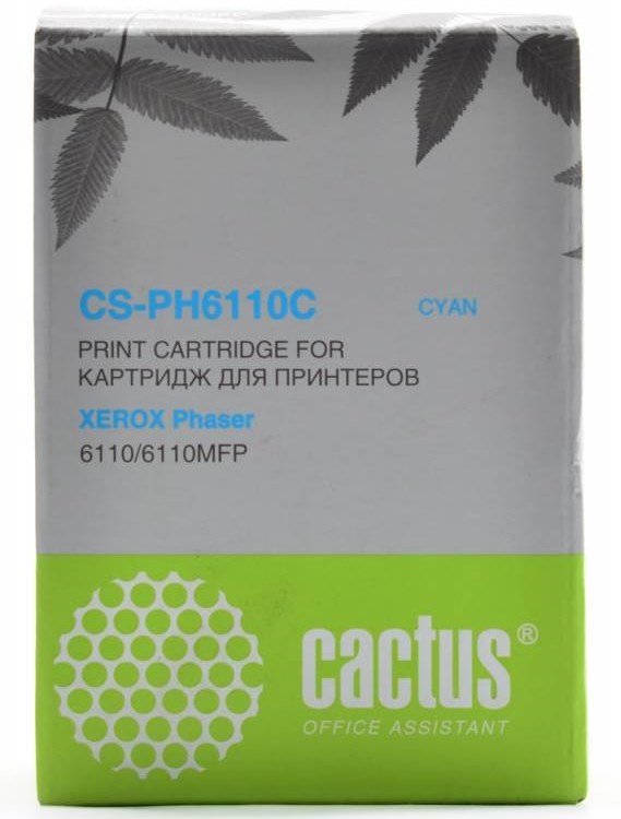 Тонер-картридж Cactus CS-PH6110C 106R01206 голубой для Xerox Phaser 6110 (1000стр.) CS-PH6110C CS-PH6110C