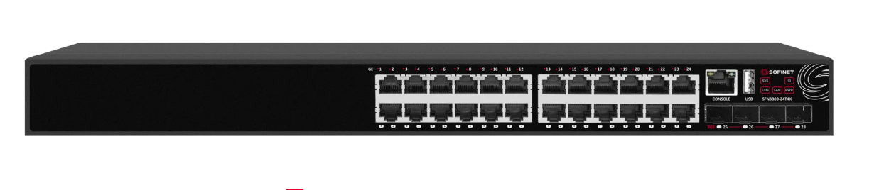 Коммутатор Sofinet  L3, 24x10/100/1000Mb, RJ45, 4x1/10Gb, SFP+ SFN3300-24T4X SFN3300-24T4X