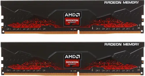 Модуль памяти AMD 8GB Radeon™ DDR4 3200 DIMM R9 Gamers Series Black Gaming Memory Non-ECC, CL16, 1.35V, Heat Shield, Kit (2x4GB), RTL R9S48G3206U1K R9S48G3206U1K