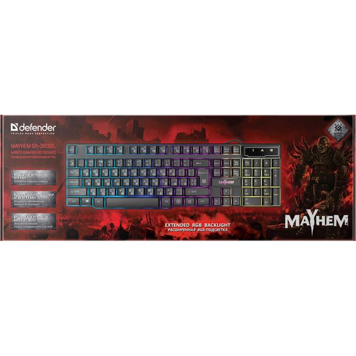 Клавиатура Defender проводная игровая  Mayhem GK-360DL RU,RGB подсветка,19 Anti-Ghost 45360 45360 #2