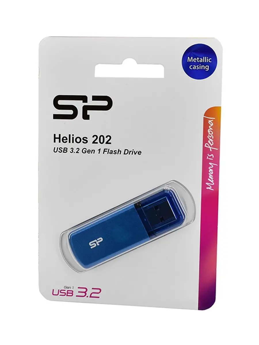 Флеш накопитель Silicon Power SP064GBUF3202V1B 64Gb,Helios 202,USB 3.2,голубой SP064GBUF3202V1B SP064GBUF3202V1B