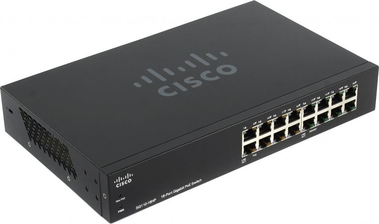 Коммутатор Cisco SG110-16HP 16-Port PoE Gigabit Switch SG110-16HP-EU SG110-16HP-EU