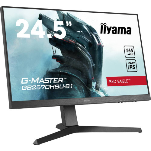 Монитор Iiyama 24.5'' LCD 16:9 1920х1080(FHD) TN, nonGLARE, 400cd/m2, H170°/V160°, 1000:1, 80M:1, 16.7M, 1ms, HDMI, DP, USB-Hub, Height adj, Pivot, Tilt, Speakers, Swivel, 3Y, Black GB2570HSU-B1 GB2570HSU-B1