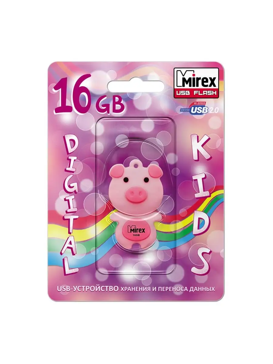 Флеш накопитель Mirex 13600-KIDPIP16 16GB,Pig,USB 2.0,розовый 13600-KIDPIP16 13600-KIDPIP16