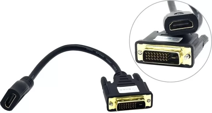 Кабель 5bites адаптер DVI (24+1) M / HDMI F, зол.разъемы BC-HDF2DVI BC-HDF2DVI
