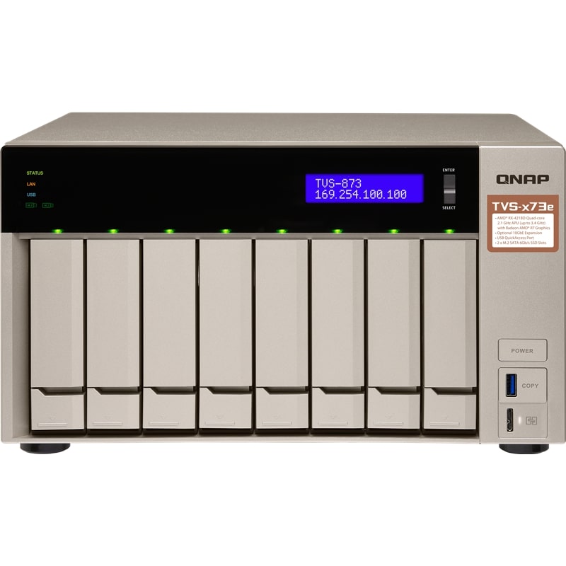 Сетевой RAID-накопитель QNAP настольное исполнение 8BAY NO HDD TVS-873E-8G TVS-873E-8G