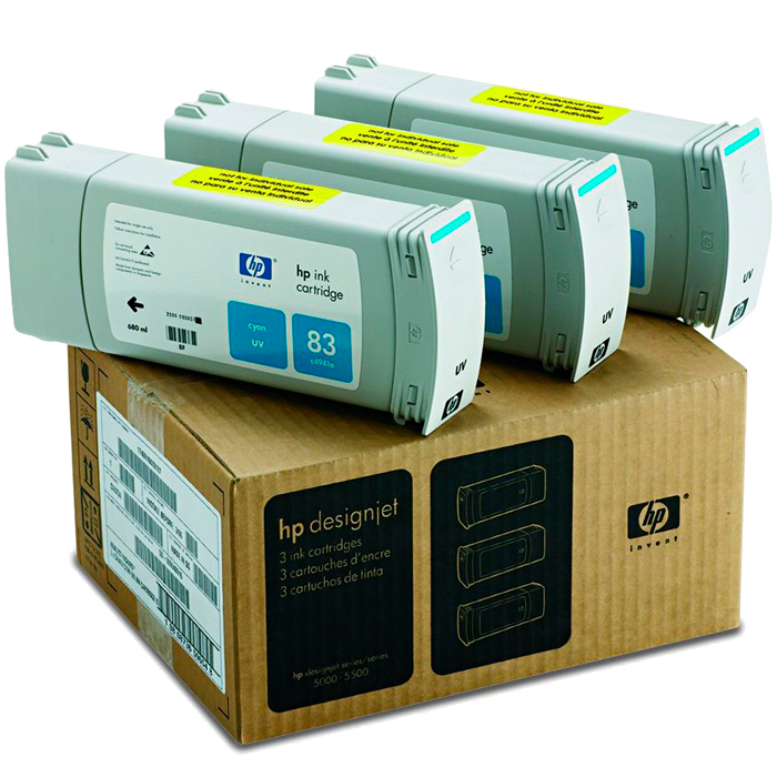 Картридж HP 83 Cyan UV для Designjet 5000/5000ps/5500/5500ps 3x680-ml C5073A C5073A