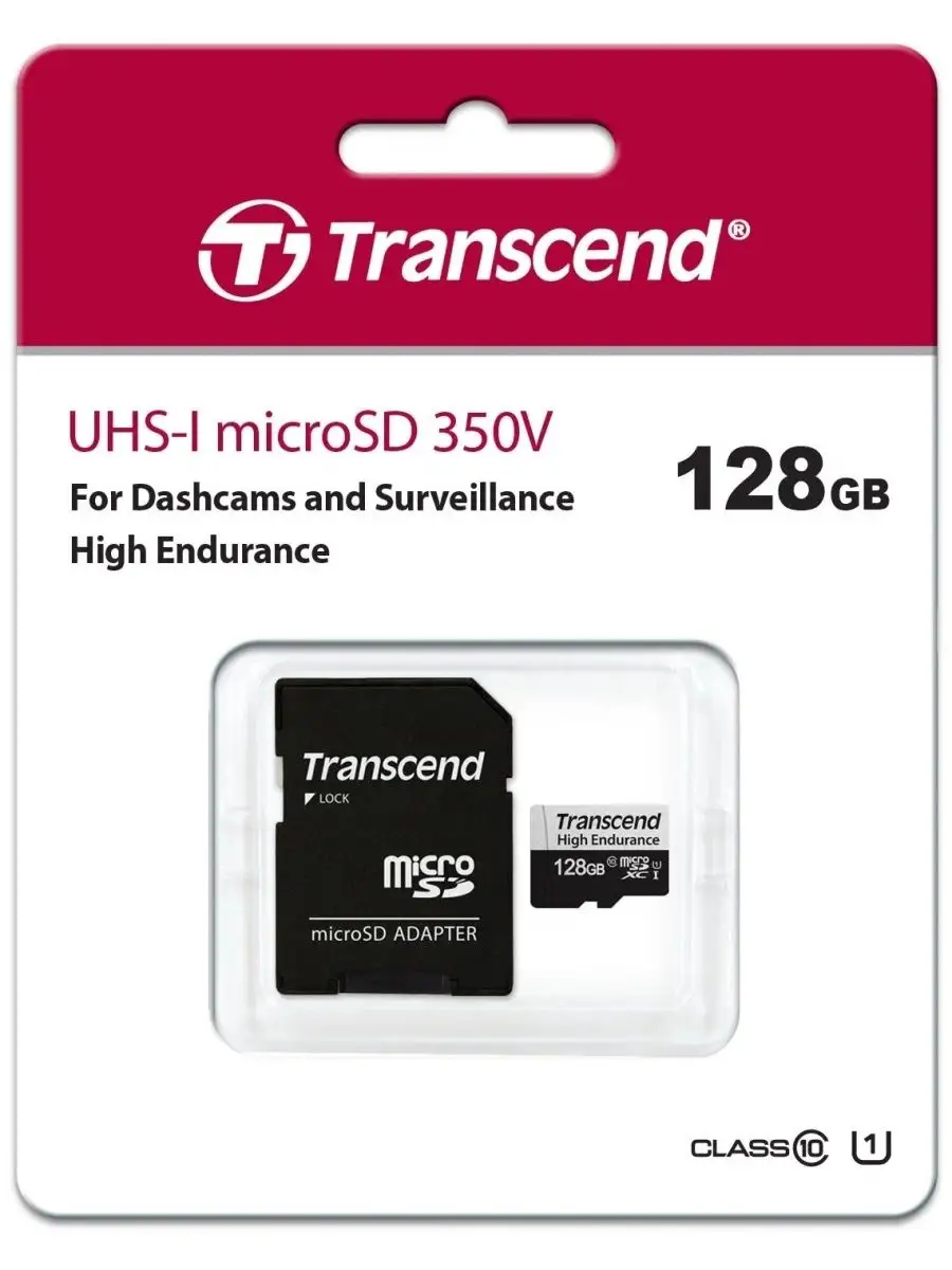 Карта памяти Transcend TS128GUSD350V 128GB,microSDXC,U1,High Endurance TS128GUSD350V TS128GUSD350V