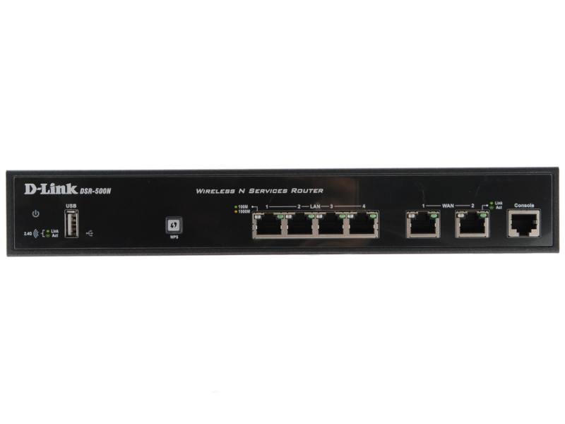 Межсетевой экран D-Link DSR-500N, 2x10/100/1000Base-TX Wan, 4x10/100/1000Base-TX LAN DSR-500N