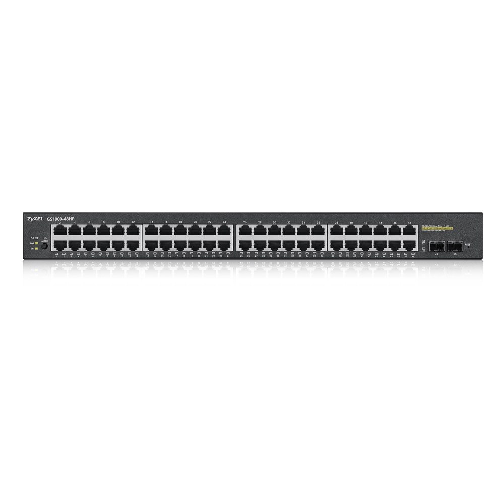 Коммутатор ZYXEL интеллектуальный 48 High PoE Gigabit Ethernet и 2 SFP-слота GS1900-48HP-EU0101F GS1900-48HP-EU0101F