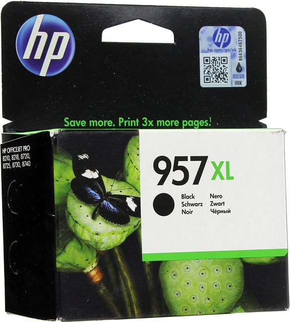 Картридж струйный HP 957XL черный для HP OJP 8720/8730/8210/8725 (3000стр.) L0R40AE L0R40AE