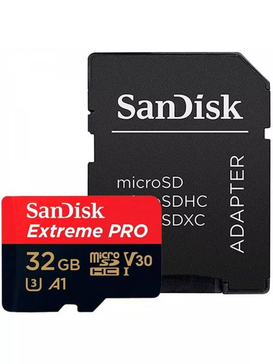 Карта памяти SanDisk SDSQXCG-032G-GN6MA 32GB,microSDHC,Class 10,UHS-I,A1,V30,U3,Extreme Pro SDSQXCG-032G-GN6MA SDSQXCG-032G-GN6MA