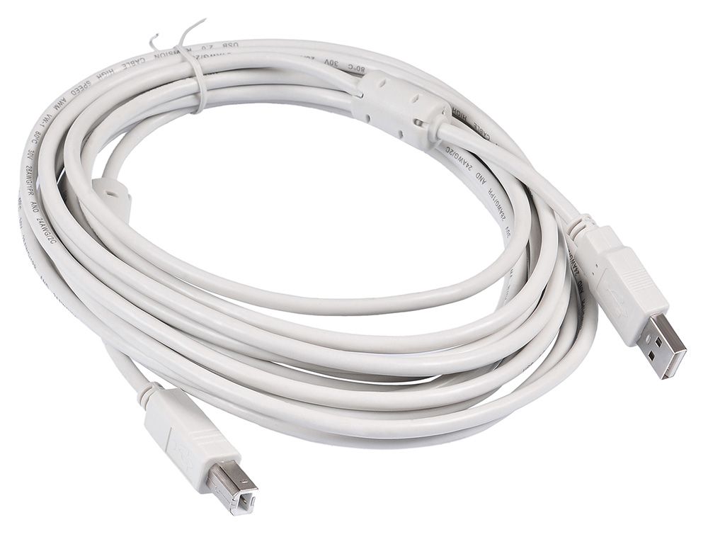 Кабель Buro USB A(m) USB B(m) 5м феррит.кольца USB2.0-AM/BM-5M-MG USB2.0-AM/BM-5M-MG