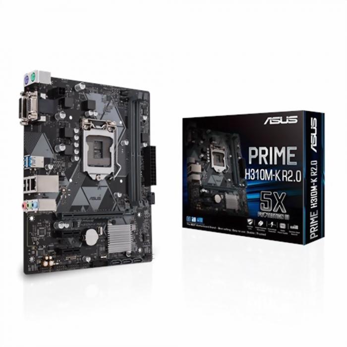 Материнская плата Asus PRIME H310M-K R2.0  LGA1151, H310, 2*DDR4, D-Sub + DVI, SATA3, Audio, Gb LAN, USB 3.1*4, USB 2.0*6, COM*1 header (w/o cable) 90MB0Z30-M0EAY0 90MB0Z30-M0EAY0