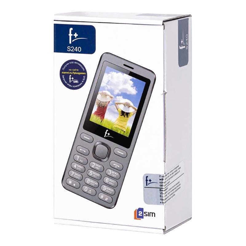 Телефон F+ сотовый S240 Dark Grey, 2.4'' 240х320, 32MB RAM, 32MB, up to 16GB flash, 0.08Mpix, 2 Sim, BT v2.1, Micro-USB, 1000mAh, 104g, 125 ммx53 ммx9,2 мм S240 Dark Grey S240 Dark Grey #3