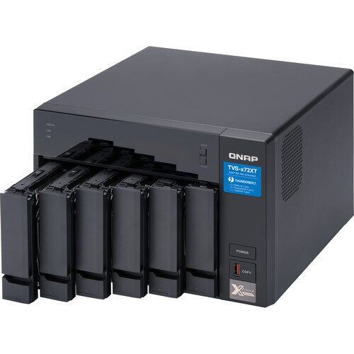Сетевой RAID-накопитель QNAP 6-Bay 2.5"/3.5" SATA HDD/SSD + 2x M.2 PCIe  SSD slot, Intel Core  i3-8100T 4-core 3.1 GHz Processor, 4GB DDR4 RAM (2 x 2 GB) max 32 GB (2 x 16 GB), 2xGbE LAN, 1x5GbE TVS-672N-i3-4G TVS-672N-i3-4G
