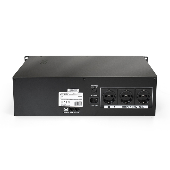 Источник бесперебойного питания Exegate ServerRM UNL-1500 1500VA/900W, LCD, AVR, 3 евророзетки, RJ45/11, USB, 3U EP270874RUS EP270874RUS