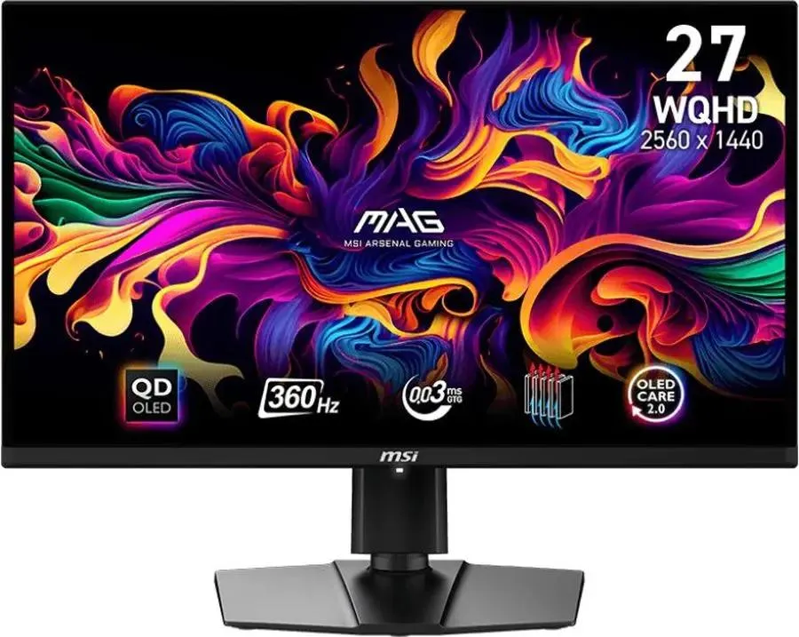 Монитор MSI Mag 271QPX 26.5" QD-OLED черный OLED LED 1ms 16:9 HDMI M/M матовая HAS Piv 250cd 178гр/178гр 2560x1440 360Hz DP 2K USB 9S6-3CD89T-019 9S6-3CD89T-019