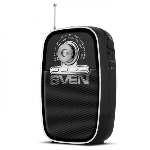 Портативная колонка Sven АС SRP-445, черный (3 Вт, FM/AM, USB, microSD, встроенный аккумулятор) SV-017118 SV-017118