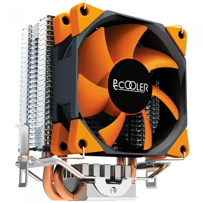 Вентилятор PCCooler S775/115X/AM2/AM3/AM4/FM1/FM2 (TDP 98W, вент-р 80мм с PWM, 2 тепловые трубки 6мм, 1200-2000RPM, 20.5dBa) Retail Color Box S88 S88