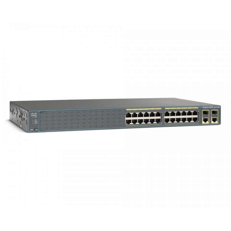 Коммутатор Cisco Catalyst 24 порта 10/100Base-TX, 2 комбинированных порта 10/100/1000Base-T/SFP, PoE стандарта IEEE 802.3af (24 порта до 15.4W) WS-C2960+24PC-L WS-C2960+24PC-L