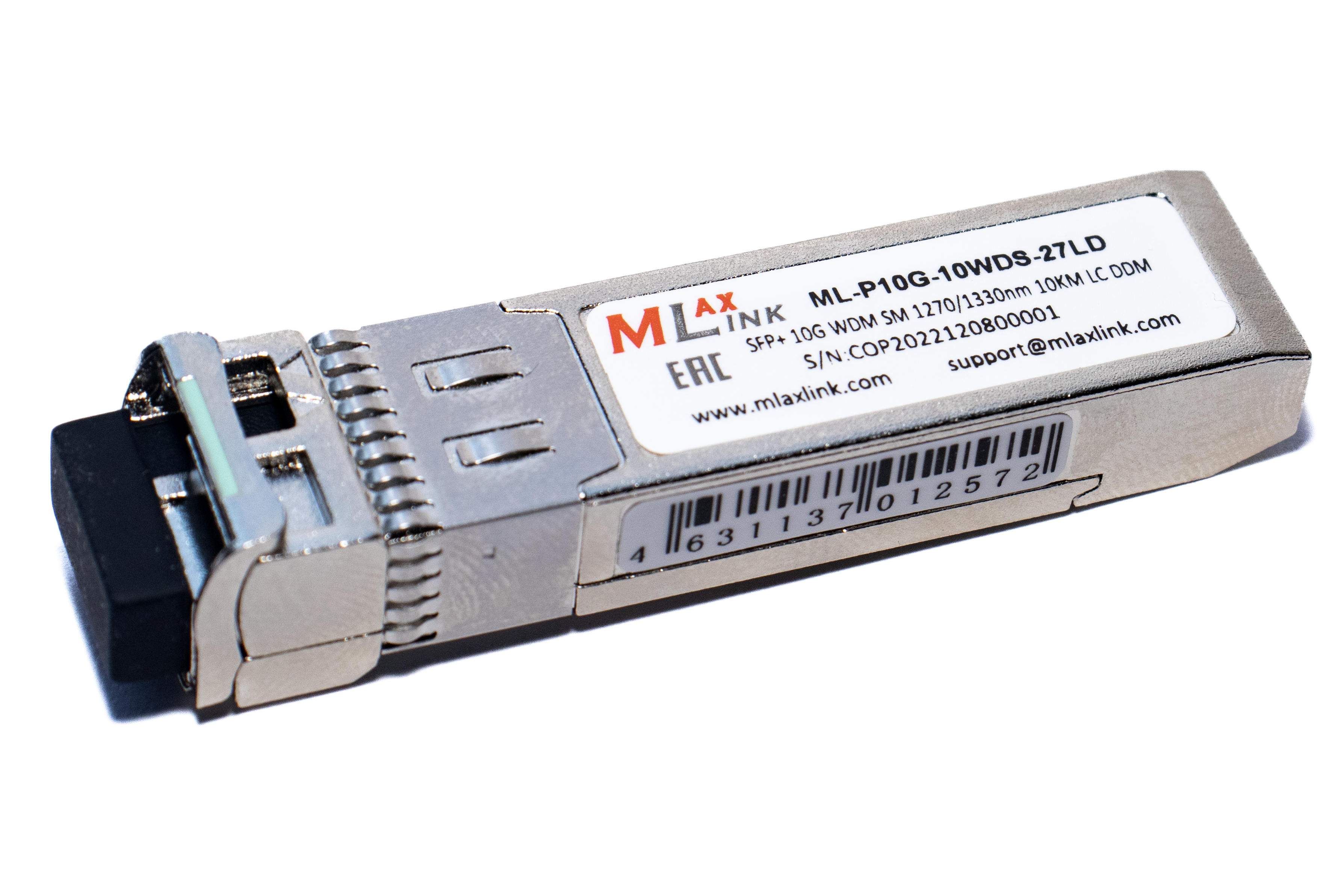 Модуль MlaxLink оптический одноволоконный SFP+ WDM, 10Гбит/с, 10км, 1270/1330нм, LC, DDM ML-P10G-10WDS-27LD ML-P10G-10WDS-27LD