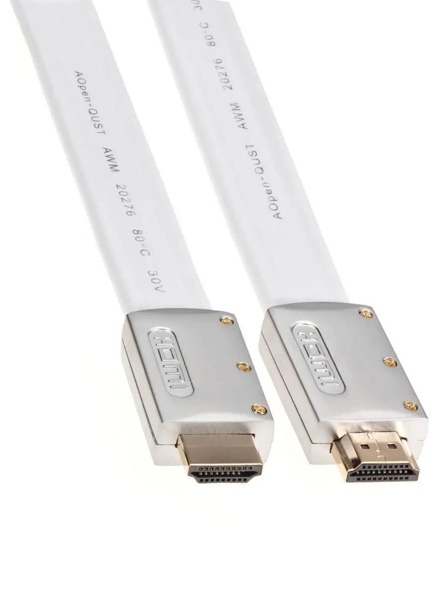 Кабель Aopen HDMI 19M/M ver 2.0, 1.8M, серебряно-белый Flat  4895182204621 ACG568F-S-1.8M ACG568F-S-1.8M