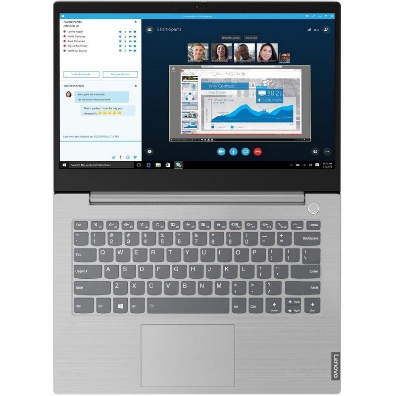 Ноутбук Lenovo ThinkBook 14-IIL 14" FHD (1920x1080) IPS AG 250N, I3-1005G1, 4GB DDR4 2666, 256GB SSD M.2, Intel UHD, NoWWAN, WiFi, BT, FPR, TPM, 3Cell 45Wh, No OS, 1YR C.I, Mineral Grey, 1,5 kg 20SL002TRU 20SL002TRU