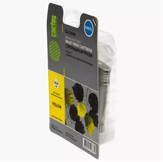 Картридж Cactus струйный CS-C4909 №940 желтый для HP DJ Pro 8000/8500 (30мл) CS-C4909 CS-C4909