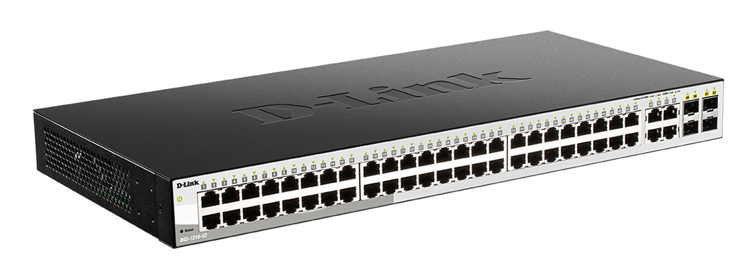 Коммутатор D-Link L2 Smart Switch with 48 10/100/1000Base-T ports and 4 1000Base-T/SFP combo-ports DGS-1210-52/F2A DGS-1210-52/F2A