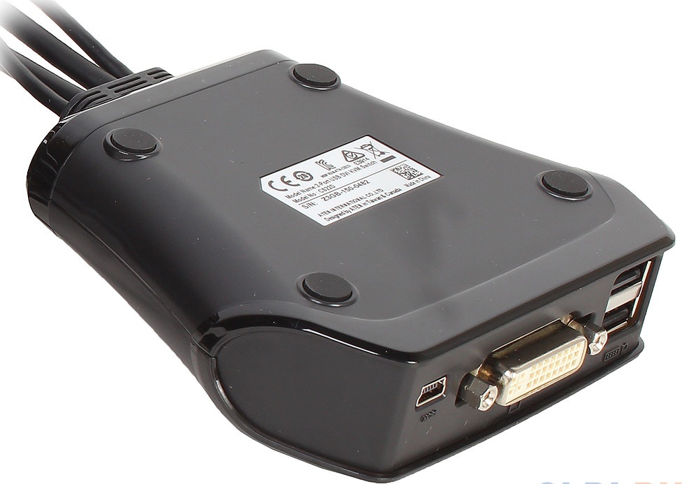 KVM переключатель ATEN DVI-D+KBD+MOUSE, 1> 2 блока/порта USB, со встр. KVM-шнурами USB 2x1.2м CS22D-A7 CS22D-A7