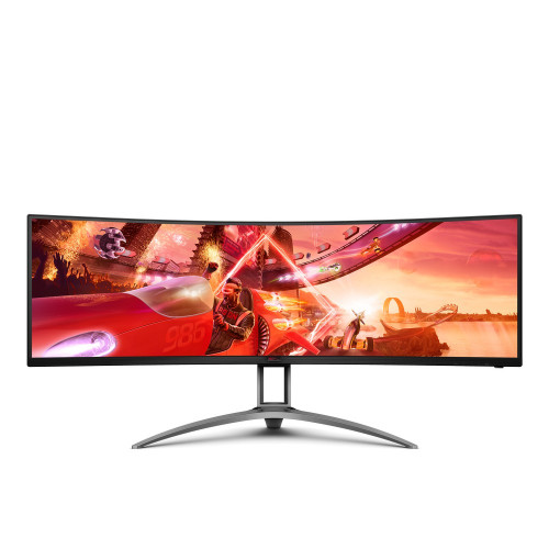 Монитор AOC 49" AGON Black-Red (VA, изогнутый, 5120x1440, 165Hz, HDR400, 1 ms, 178°/178°, 550 cd/m, 80M:1, +3xHDMI 2.0, +DisplayPort 1.4, +3xUSB 3.2, +USB-Type C, +MM, +регулировка по высоте, FreeSync) AG493UCX2 AG493UCX2