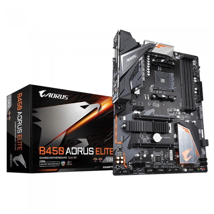 Материнская плата Gigabyte Socket AM4, AMD 4xDDR4-2933, DVI-D+HDMI, 2xPCI-Ex16, 2xPCI-Ex1, 6xSATA3(RAID 0/1/10), 2xM.2, 8 Ch Audi B450 AORUS ELITE B450 AORUS ELITE