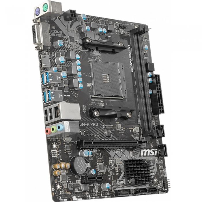 Материнская плата MSI , Socket AM4, AMD® A320, 2xDDR4-2400, 1xPCI-Ex16x, 1xPCI-Ex, DVI-D+HDMI, 4xSATA3(RAID 0/1/10), 8 Ch Audio, GLan, (2+4)xUSB2.0, (4+2)xUSB3.1, 2xPS/2, mATX, RTL A320M-A PRO A320M-A PRO