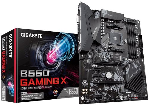Материнская плата Gigabyte , Socket AM4, AMD B550, 4xDDR4-3200, DVI-D+HDMI, 2xPCI-Ex16, 3xPCI-Ex1, 4xSATA3(RAID 0/1/10), 2xM.2, 8 Ch Audio, 1xGLan, (2+4)xUSB2.0, (4+2)xUSB3.2, 1xPS/2, ATX, RTL B550 GAMING X B550 GAMING X