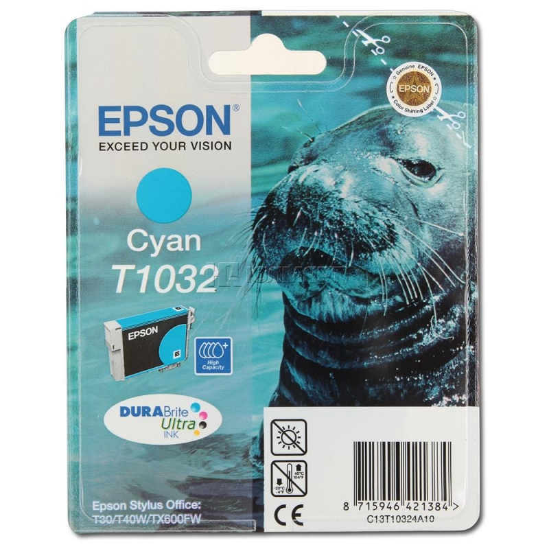 Картридж струйный Epson T1032 C13T10324A10 голубой (11.1мл) для Epson T30/T40W/TX550W C13T10324A10