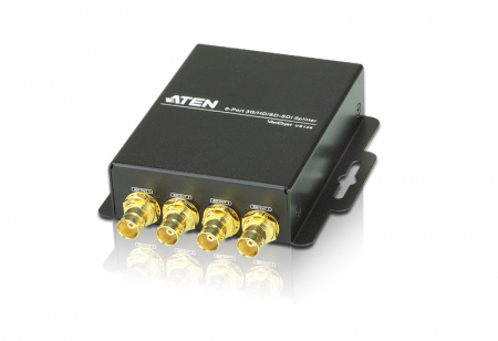 Разветвитель ATEN Video Splitter, 3G-SDI, 1> 6 устройств/port/портов, 300м, SD-SDI/150м, HD-SDI/90м, 3G-SDI, F, без шнуров, Б,П,220> 5,3V, (NTSC при 59,96 Гц, PAL при 50 Гц;720p при 50/59,94/60 Гц;1080p при 23,97/24/25/29,97/30/50/59,94/60 Гц;5 лет г VS146-AT-G