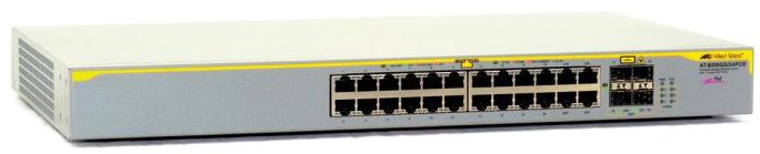 Коммутатор Allied Telesis L2, 24*10/100/1000Base-T ports plus 4 active SFP slots AT-8000GS/24POE-50 AT-8000GS/24POE-50